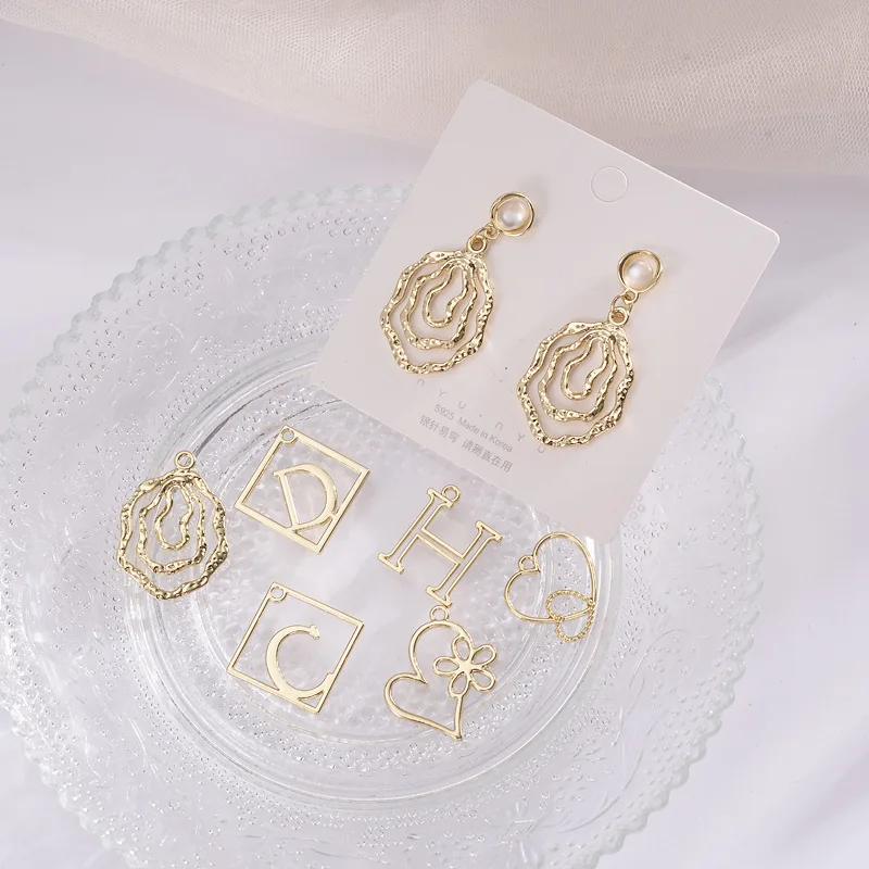 

New style 50pcs/lot geometry letter/hearts/water drop shape alloy floating locket charms diy jewelry earring pendants accessory