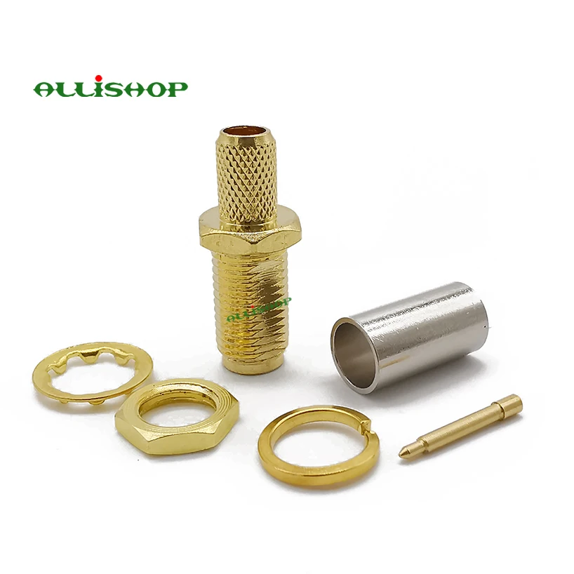 RP SMA гнездовая вилка с переборкой RF коаксиальный разъем обжимной RG58 RG142 LMR195 RG400