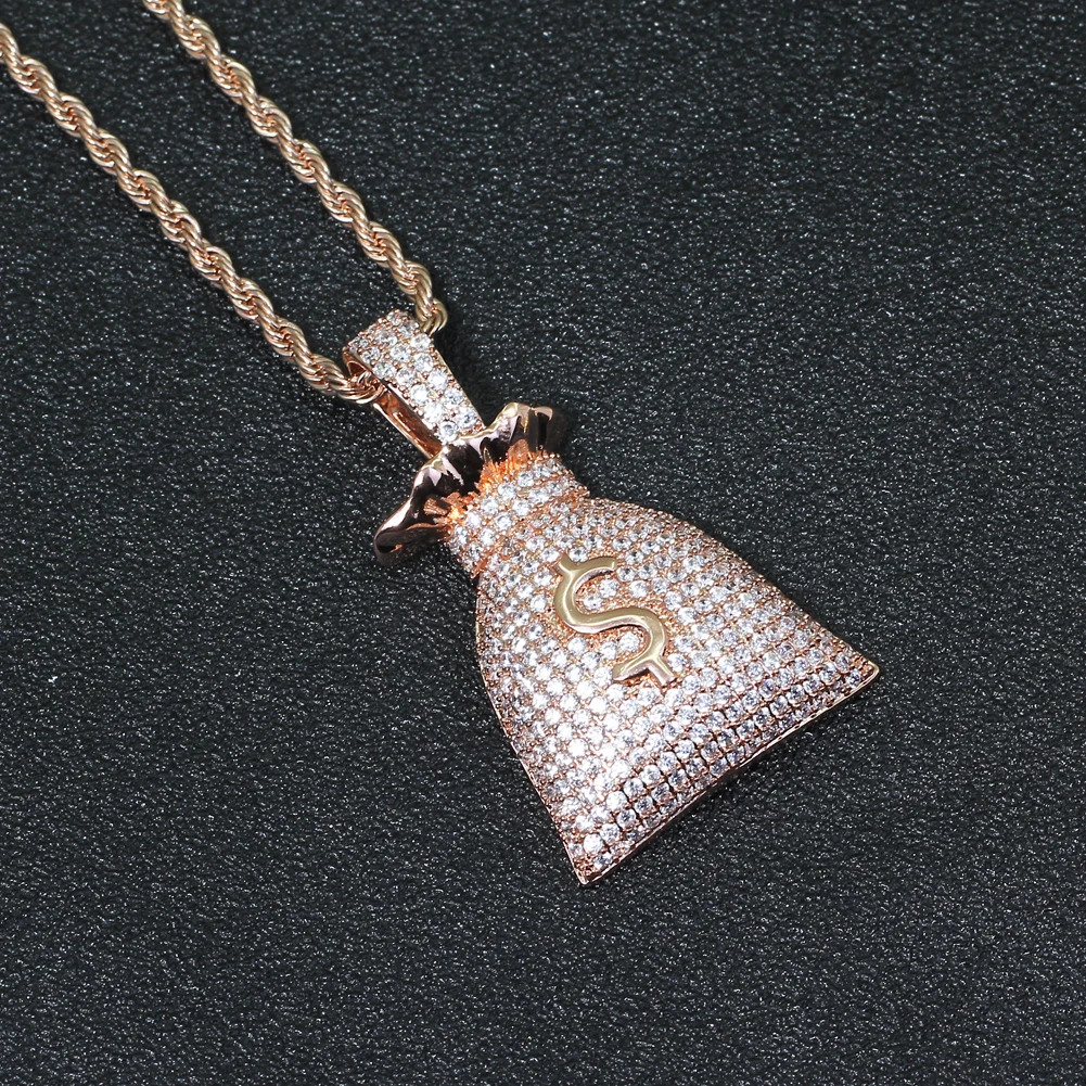 Латунные подвески Bling $ с закрепкой в виде зубца циркониевые фианиты стиле хип хоп