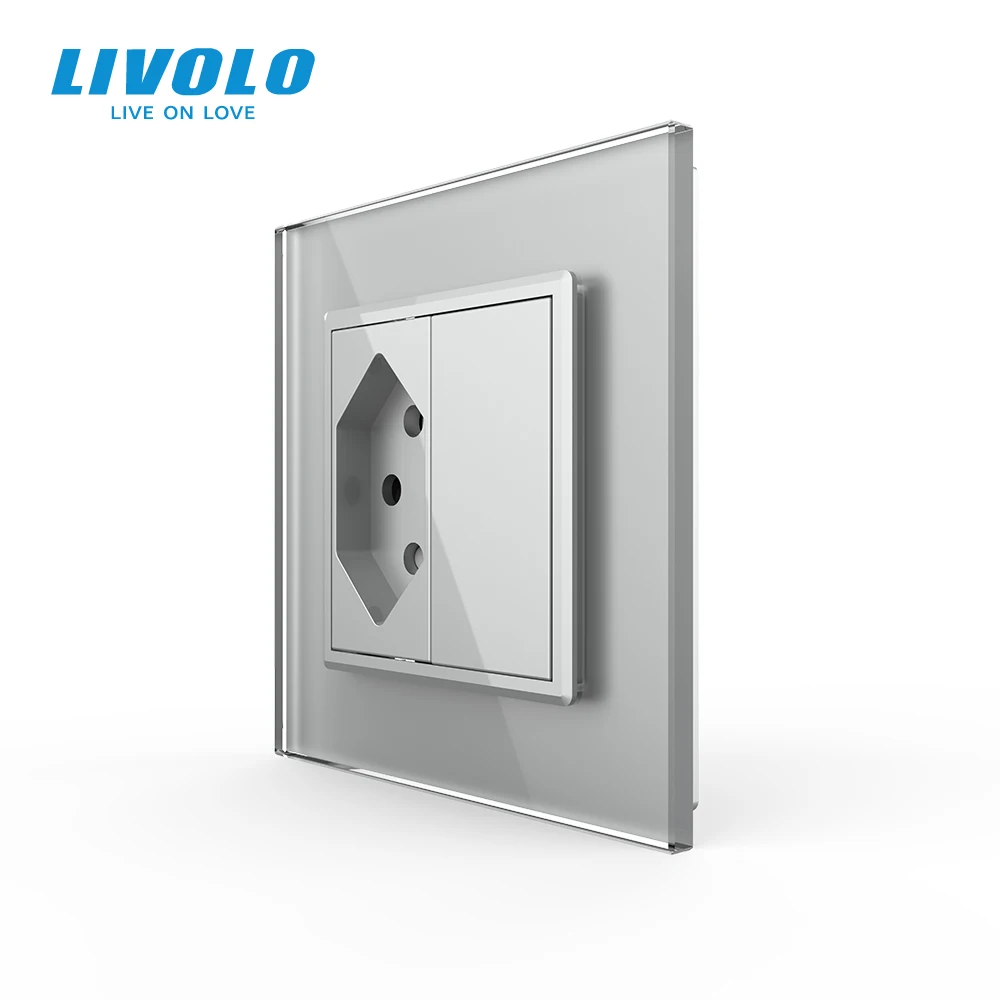 Livolo стандартная розетка swyzss серая панель из хрустального стекла AC 110 ~ 250 В 16A