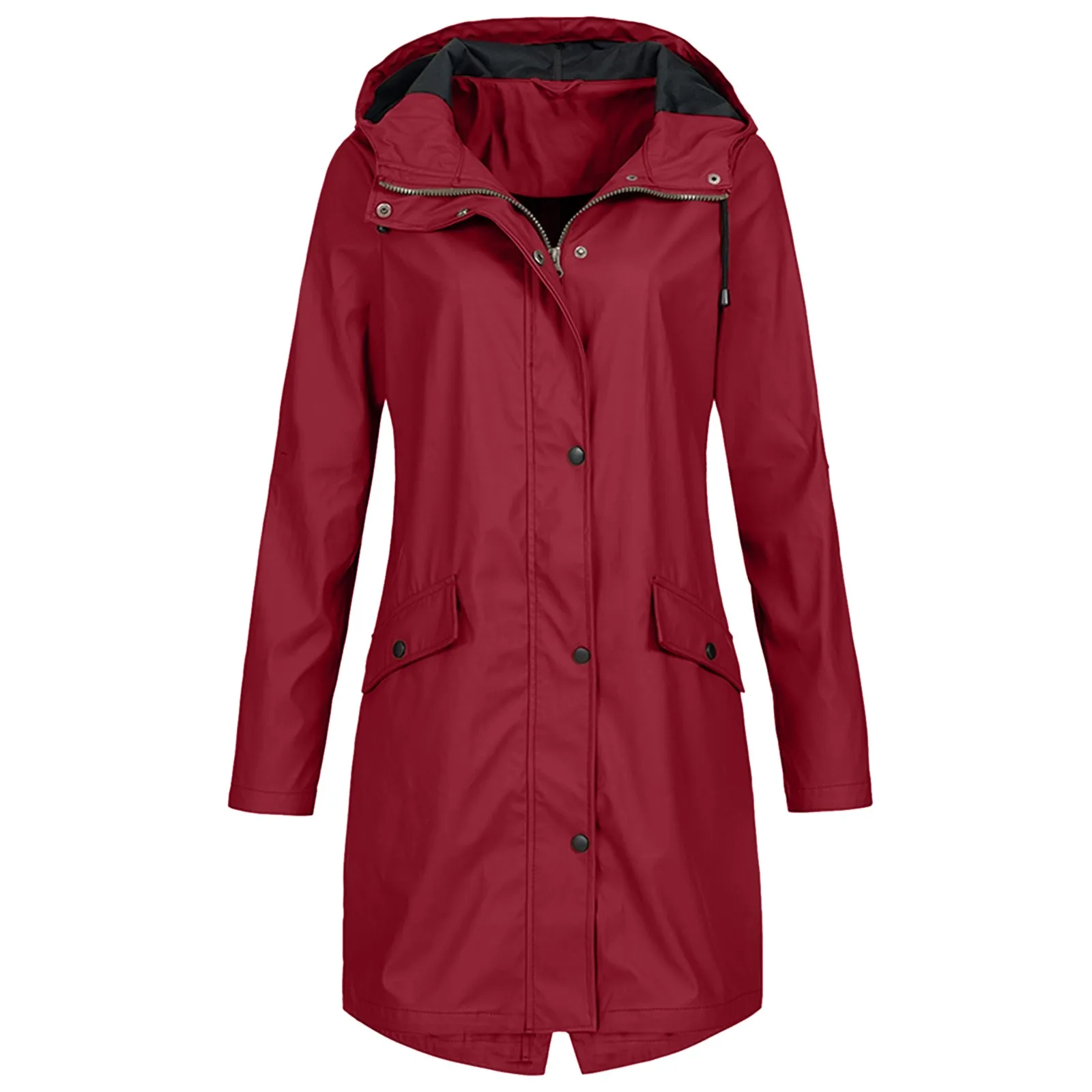

Coat Female women winter jacket Clothing Women's Solid Color Rain Jacket Outdoor Hoodie Waterproof Windproof Long Coat