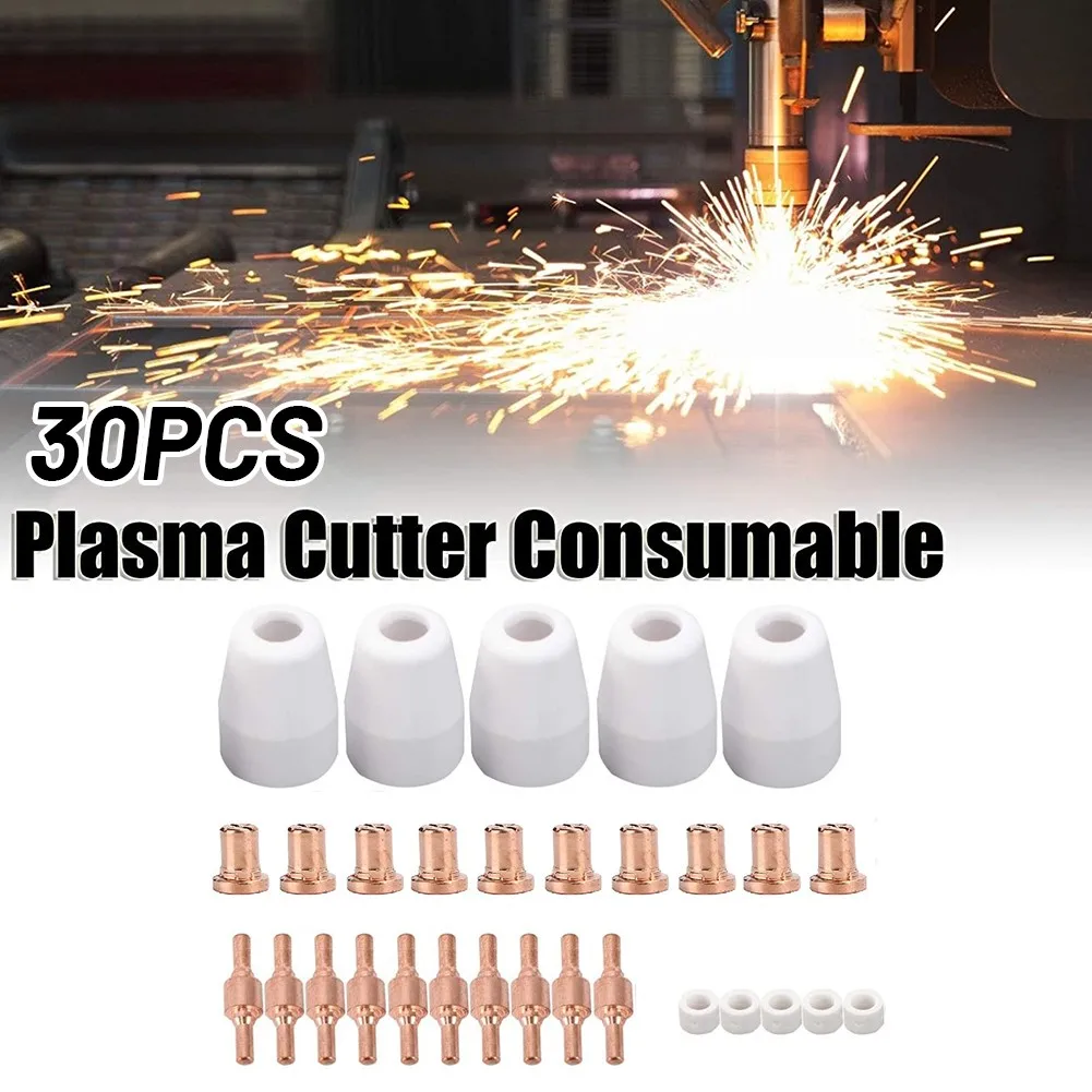 

30 Pcs Electrode Tip Set Air Plasma Cutter Consumables For Torch PT-31 LGK-40 CUT40 Welding Equipment Accessories