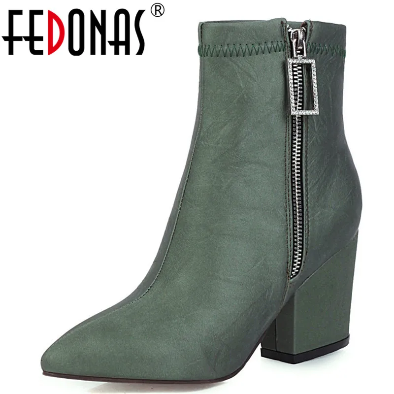 

FEDONAS Classic Short Boots Women Antumn Winter Party Basic Shoes Woman Pointed Toe Zipper Ankle Boots Plus Size Chelsea Boots