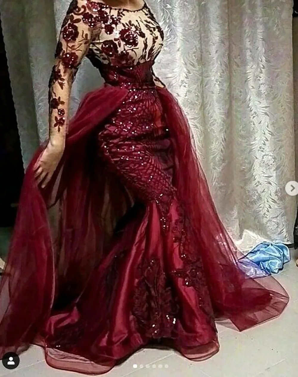 

Dressido Largo Исламская Дубай вечернее платье для дня рождения, платье с расширенным съемным подолом, вечернее платье длинный рукав бордовый вечернее платье для выпускного вечера специальные Oc