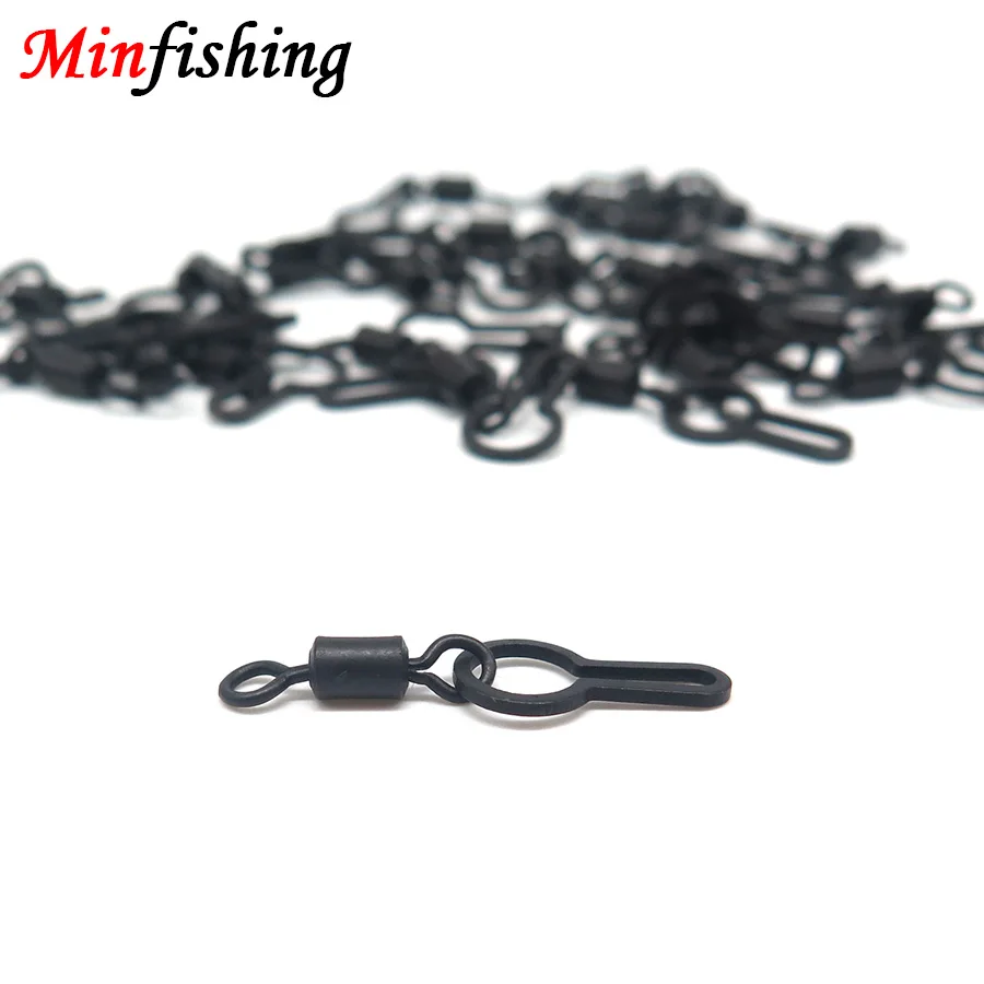 Minfishing 25 шт./лот черный Вертлюг для ловли карпа с кольцом-зажимом крючок
