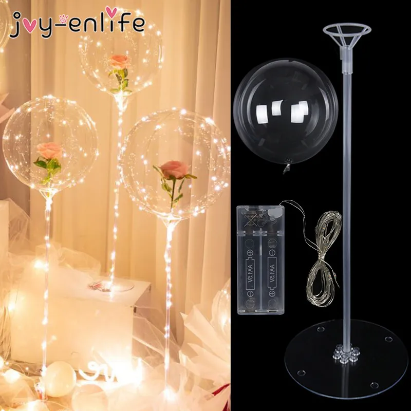 

70cm LED Light Balloon stick stand Birthday Clear Balloons Globos Holder stand Baby Shower Wedding Party Decorations Ballon