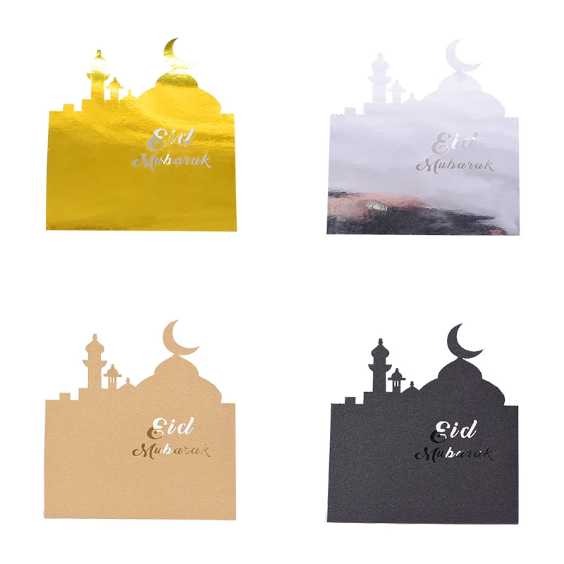 30 шт. золотистые Серебристые поздравительные открытки Eid Mubarak лазерная резка