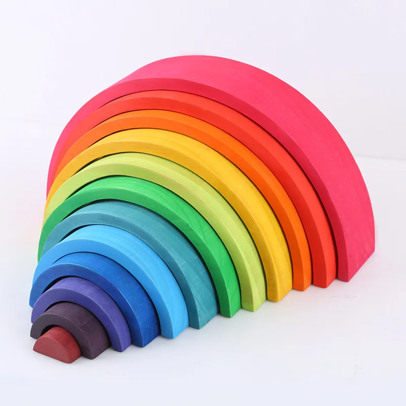 

Baby Toys Large Rainbow Stacker Wooden Toys For Kids Creative Rainbow Building Blocks Montessori Educational Toy Children