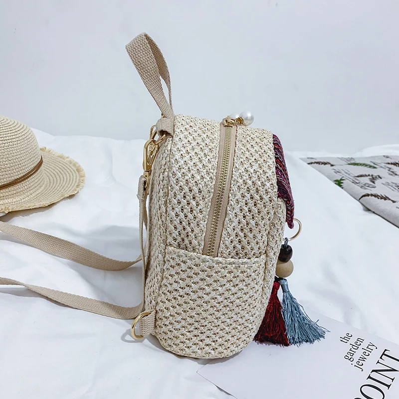 Многофункциональный соломенный рюкзак женский для путешествий винтажный