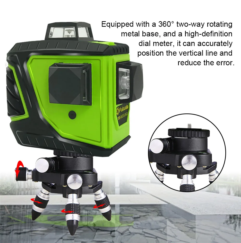 Лазерный уровень Fukuda самонивелирующийся зеленый нивелир с 12 вертикальными и