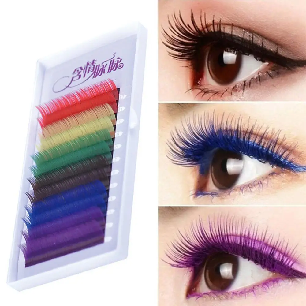 Universal 12 rows Mix Color Eyelash Extension Individual Mink Fake Rainbow Colored Eyelashes Natural Soft Colorful False Lashes | Красота и