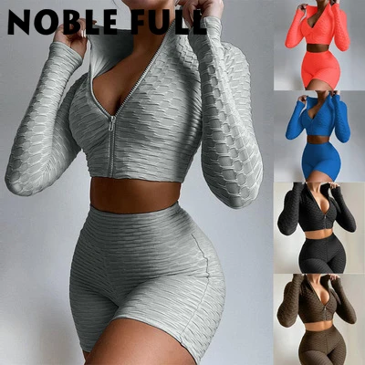 

Solid Color Long-sleeved Stand-up Collar Pants Suit Casual Sports Suit Women Two-piece Suit Summer 2021 Women's Tight-fitting