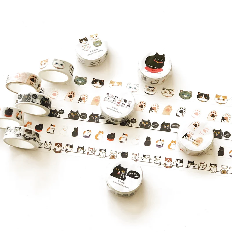 1PC Cute Kawaii Little Cats Paper Decorative Tape Stickers Bullet Diary Stick Label