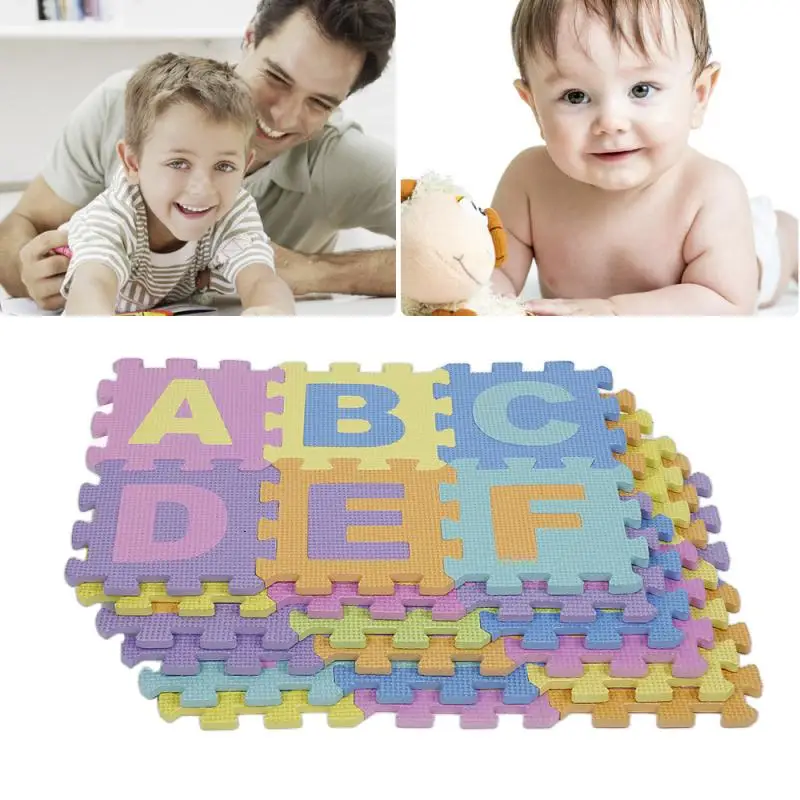 

Коврик игровой из пены с алфавитом и цифрами, набор из 36 элементов, напольная плитка-пазл, развивающий и забавный ABC коврик для детской комна...