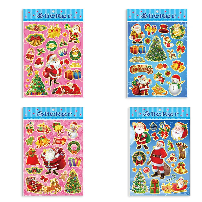 

4 sheet/Set Badge Design Happy Christmas Gift Packaging Sealing Sticker Label