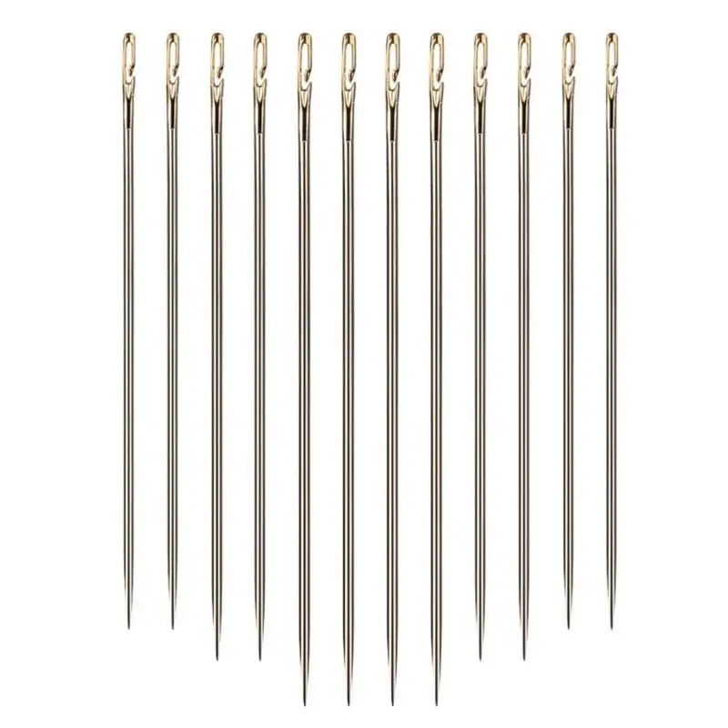 12 шт. иглы для слепых золотой хвост легко пройти из стороны вышивка ручной