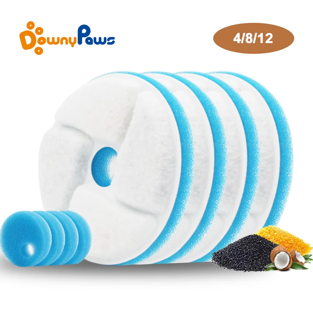 

DownyPaws 3 IN 1 Activated Carbon Filter Set For Cat Automatic Water Fountain WF080/WF090 Replacement Filter Element 4/8/12PCS