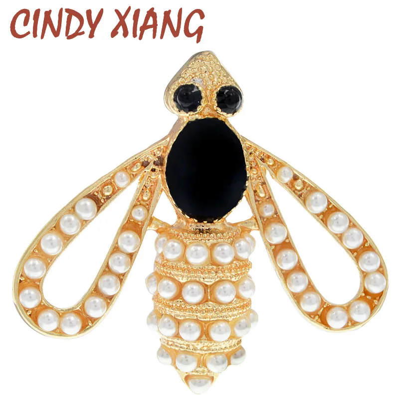 

CINDY XIANG New Design Insect Brooch Pins For Women Cute Simulation Pearls Bee Brooches Party Wedding Jewelry Gifts For Girl