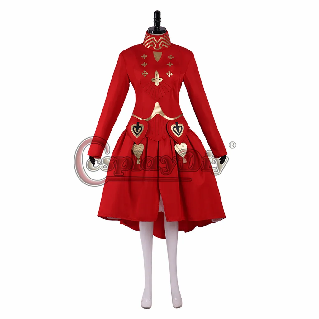 Cosplaydiy Fire Emblem: Three Houses Cosplay Edelgard Von Fresberg Time Skip Costume Women Red Dress Halloween Custom Made