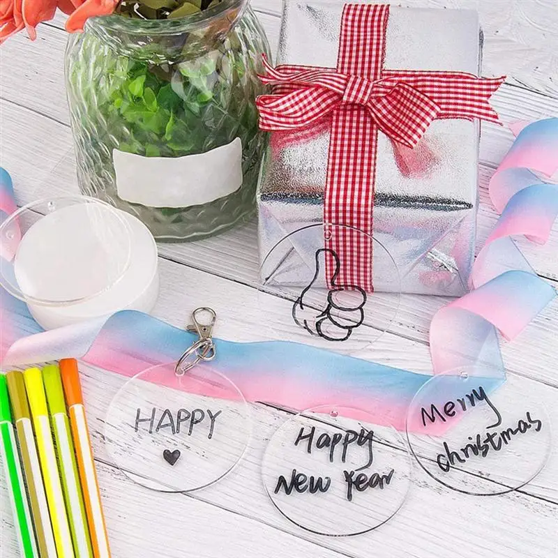 

40Pcs Blank Clear Sheet Acrylic Cut Circle Sheet Acrylic Key Chain Blank Decorative Crafts Diy Handcraft Key Chain Accessories