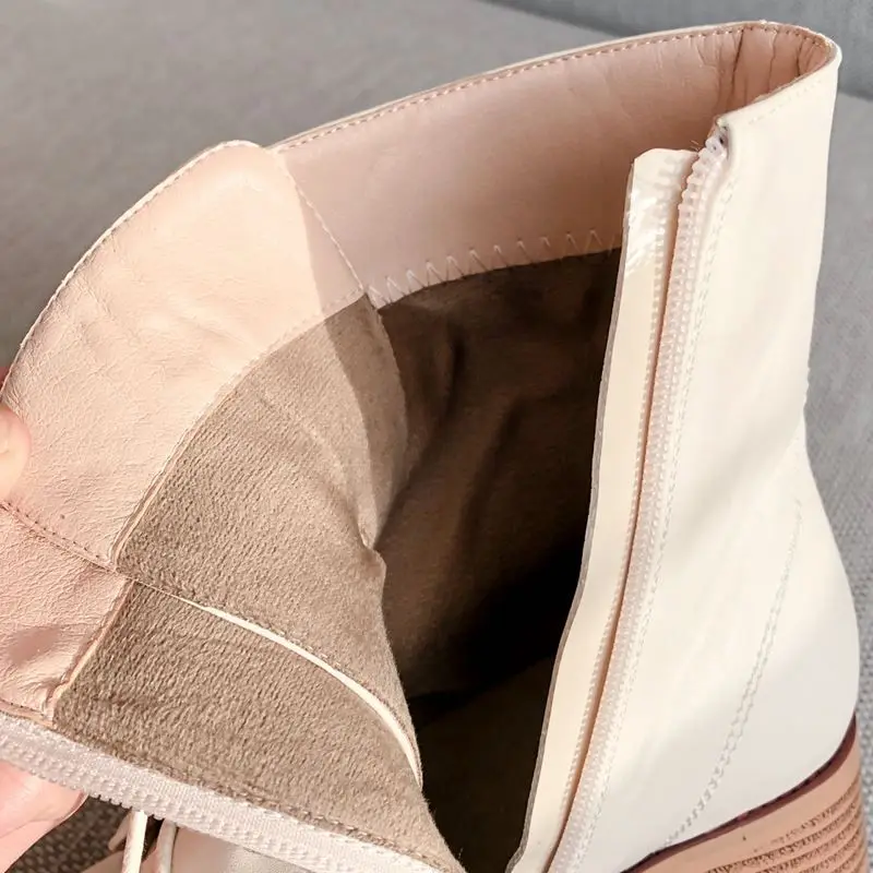 Женские ботинки на шнурках taofen однотонные с квадратным носком толстом каблуке