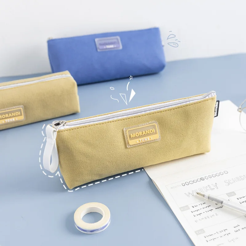 

Morandi Tone Pencil Bag Triangle / Square Shape Pen Case Vintage Color Storage Pouch for Stationery School Student Award A6326