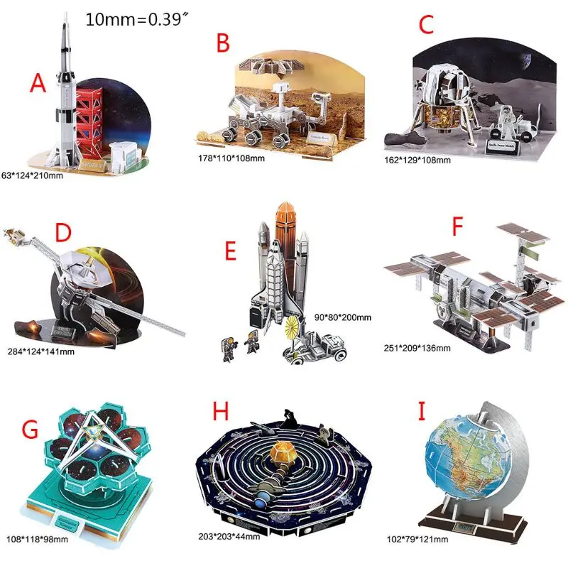 

9 Types 3D Funny Aerospace Solar System Globe Puzzle Jigsaw Educational Toy DIY Assembled Gift for Kids Children