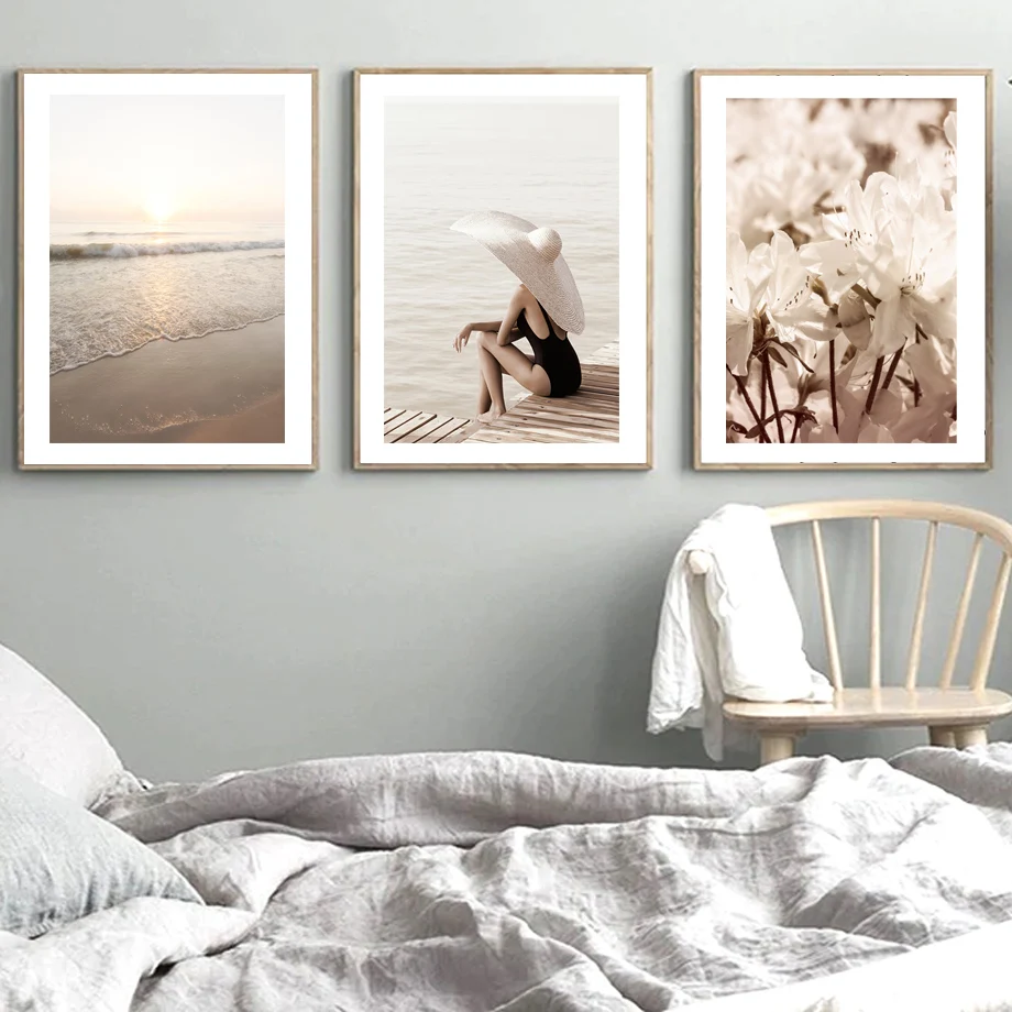 Морской Купальник для девочек с волнами птицами спокойным озером цветочным