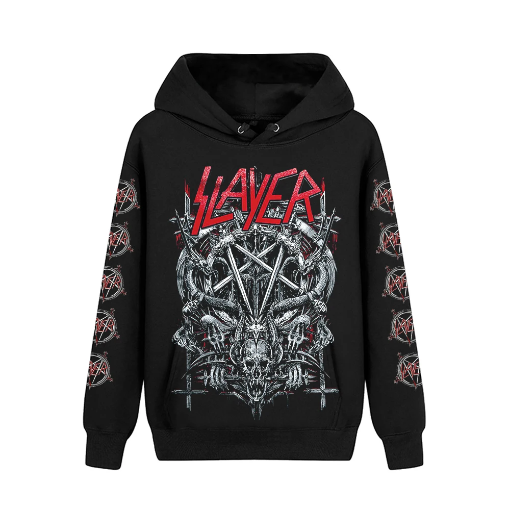 

6 designs Slayer Band pollover Sweatshirt Rock Nice Soft Warm hoodies punk heavy thrash metal sudadera Skull fleece demon