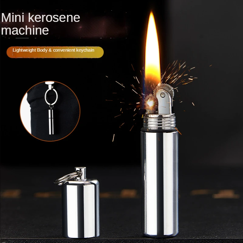 

Grinding Wheel, Kerosene Lighter, Mini Keychain, Waterproof Pendant, Open Flame Lighter, Multi-function Lighter Men Gifts