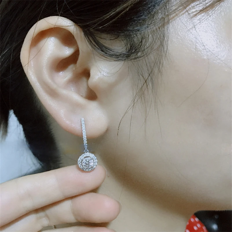 

DIWENFU Round Diamond Jewelry S925 Silver Sterling Drop Earring for Women Party Silver 925 Jewelry Bizuteria Earring Orecchini