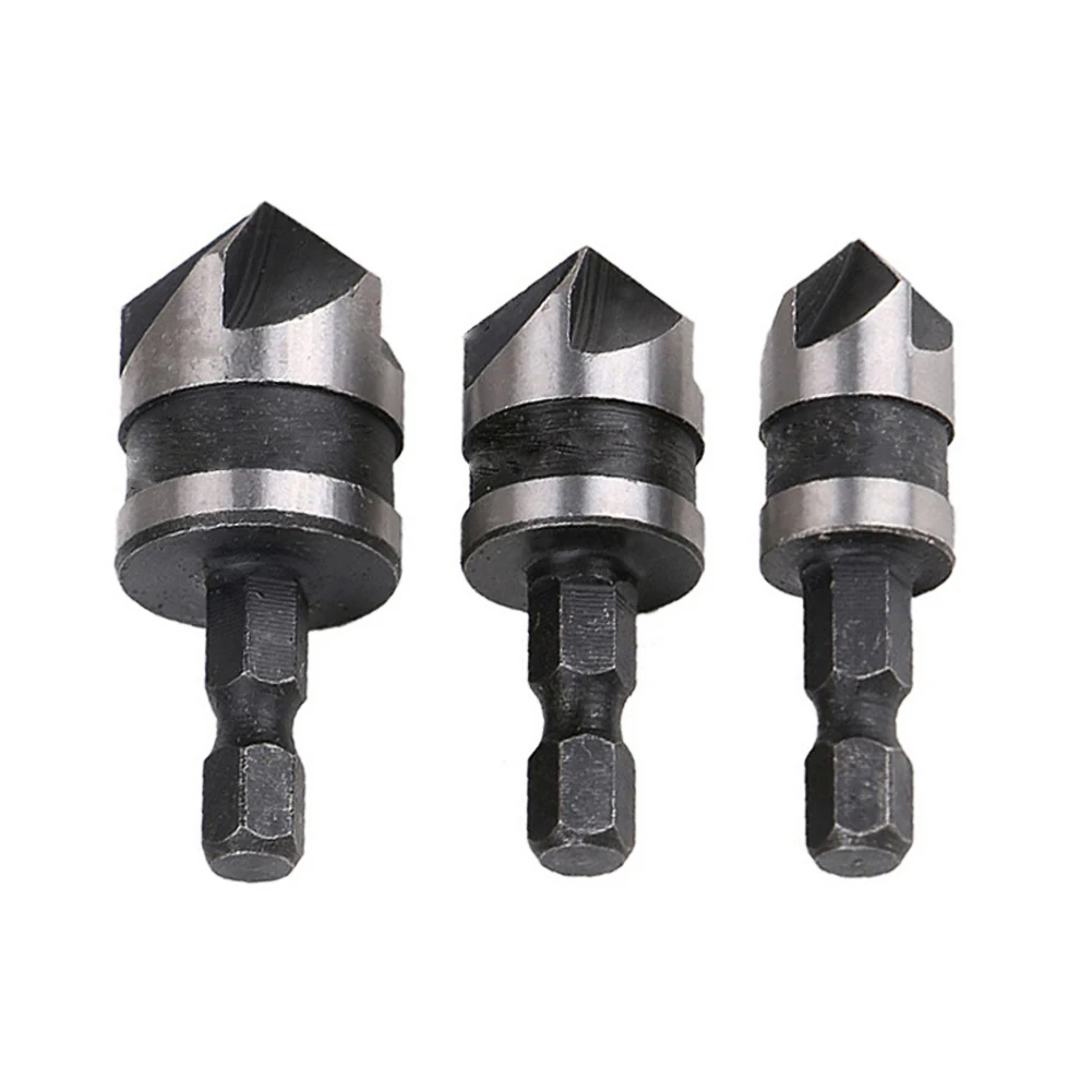 

New 3pcs Chamfer Countersink Chamfer Drill Bit 1/4" Hex Shank 90 Degree Wood Working Chamfering Cutter Countersink Drill Bit Set