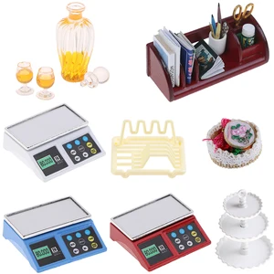 Книжная полка для кукольного домика 1:12, полки для блюд, фруктов, десертов, стойка для закусок