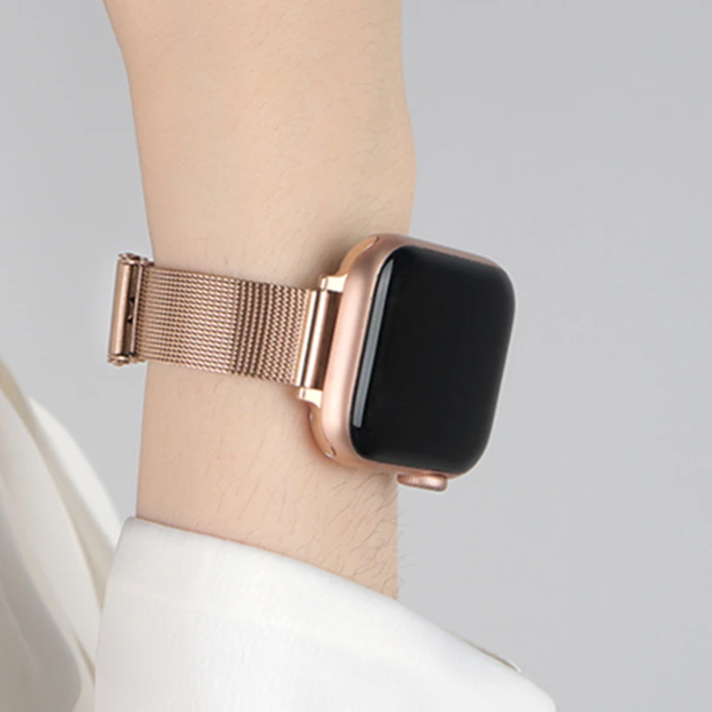 

Women Bracelet For Apple Watch 7 6 SE Band 45mm 41mm 44mm 40mm iWatch 5 4 Slim Stainless Steel Strap For Applewatch 3 42mm 38mm