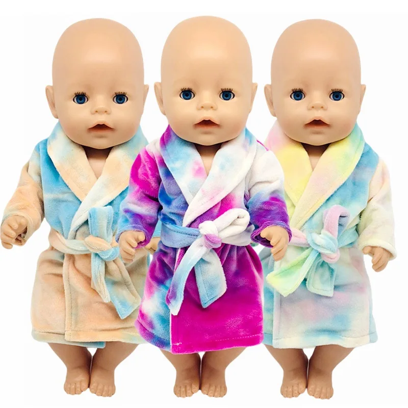 

2020 New Baby New Born Fit 18 inch 43cm Doll Clothes Accessories Rainbow Gray Nightgown Clothes For Baby Birthday Gift
