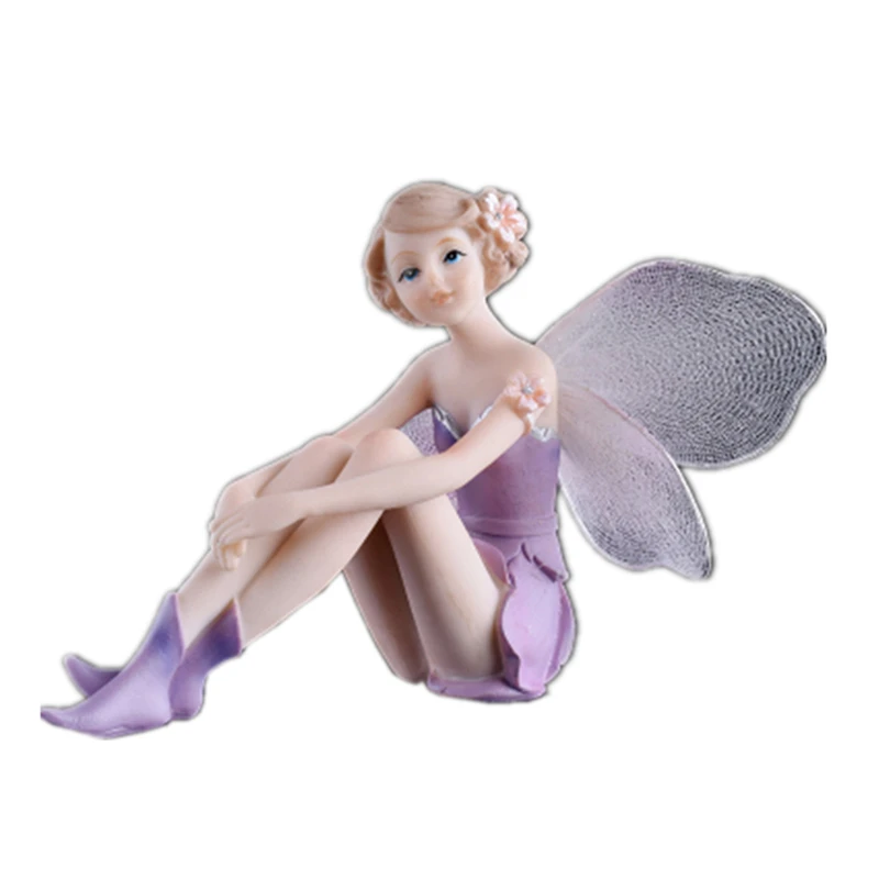 

1pc Home Decoration Angel Statue Purple Series Resin Crafts Flower Fairy Living-room Decorative Gifts for women/ Friends