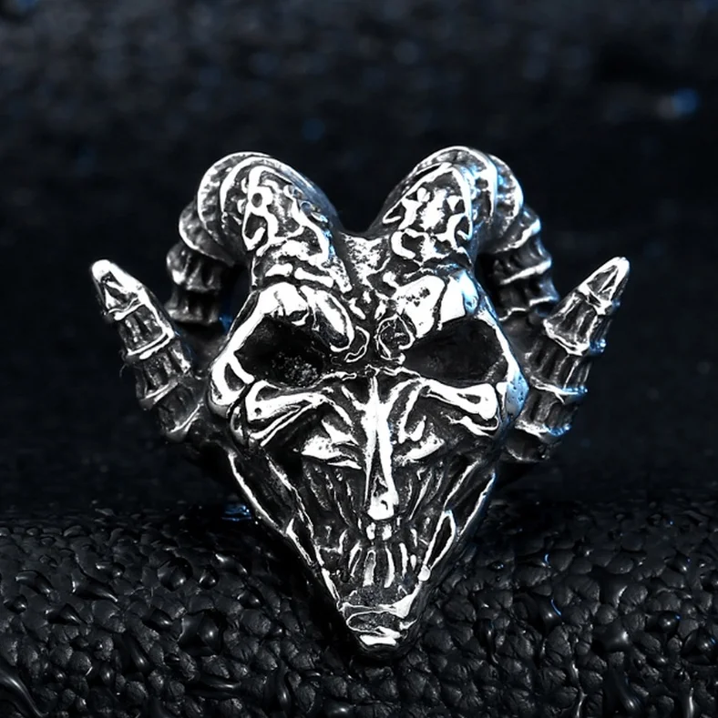 Модное винтажное кольцо Овен с головой козы быка рога мотоцикла увеличенное панк