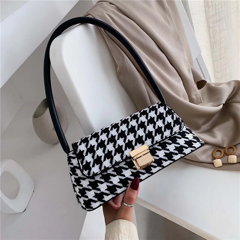 

Lattice Underarm Bags Fashion Tote for Womens PU Leather Luxury Handbags Casual Shoulder Bag Woman Retro Crossbody Bag 2021