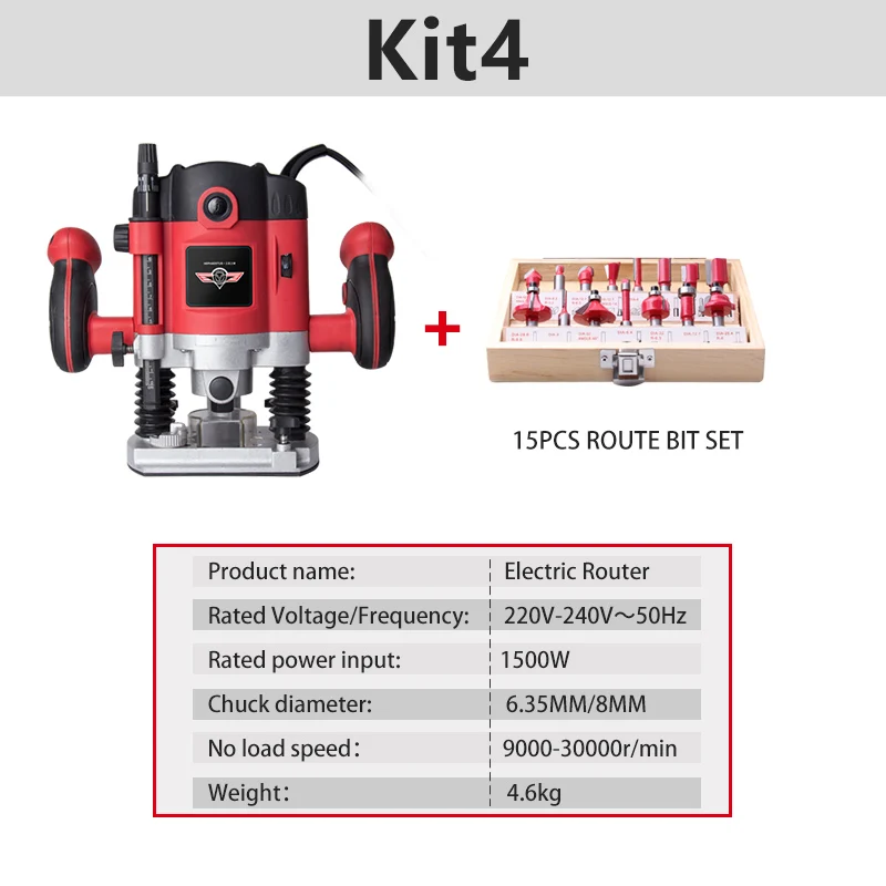 kit4 1050 Вт/1500 Вт/2100 Вт деревообрабатывающий электрический триммер роутера фрезерование древесины гравировальный долбежный обрезной станок ручная резьба столярные работы - Цвет: kit4