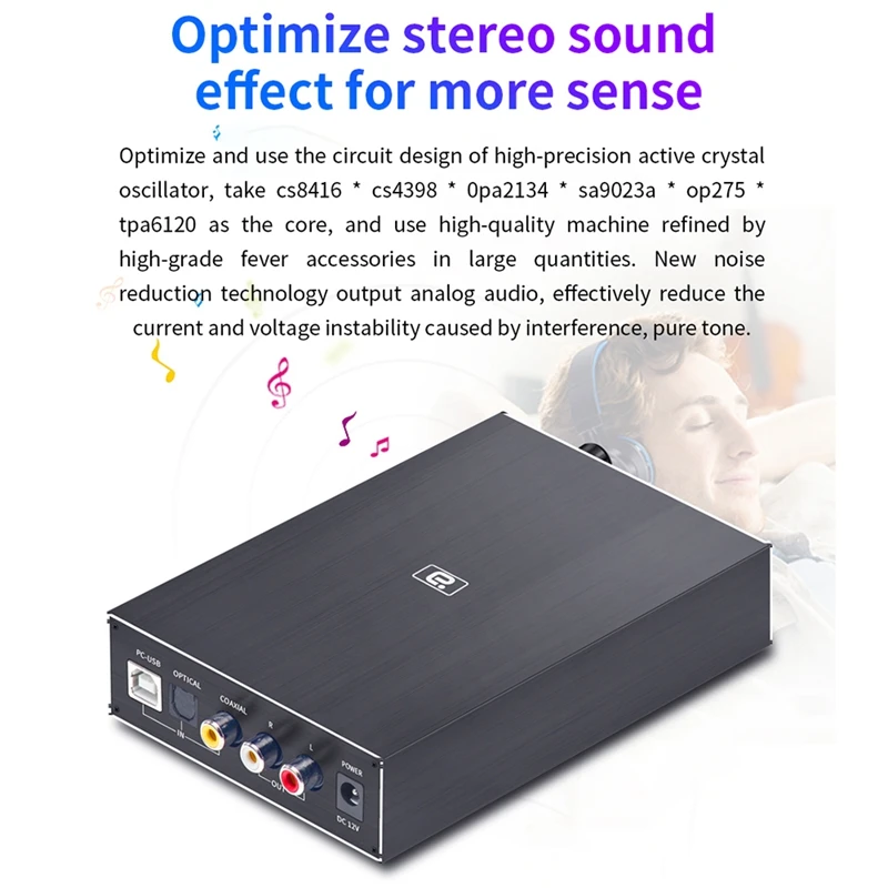 Цифровой Hi-Fi аудио декодер DA580 DAC усилитель для наушников 24 бит 96 кГц вход