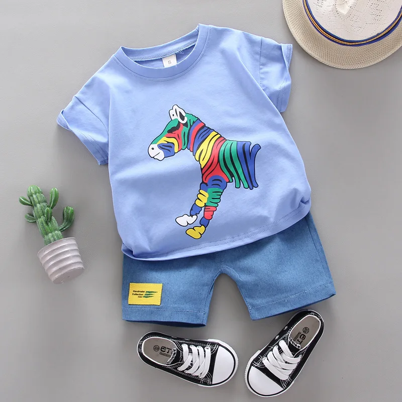 Комплект летней одежды для маленьких мальчиков и девочек футболка с радужным