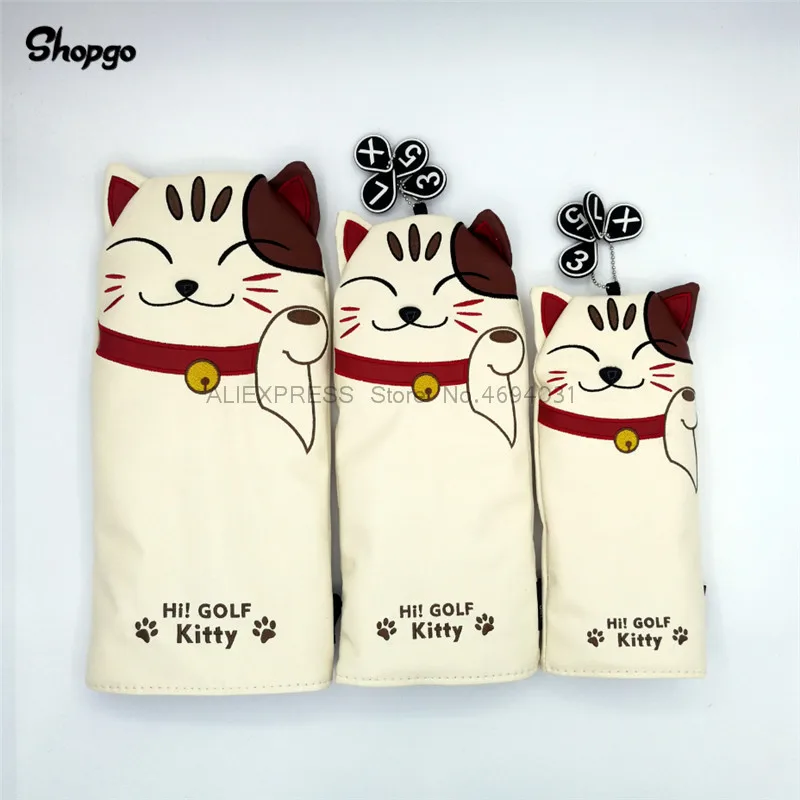 13ut woods С изображением из мультфильма Lucky Cat Чехлы для клюшек для гольфа для водителя проход древесина гибридный полный набор талисман новинка подарок для игры в гольф Клубные головные уборы - Цвет: 13ut woods