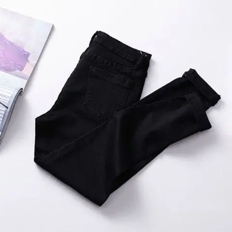 

Stretch high waisted jeans women show thin show high slim feet new spring and autumn tight pants women trend