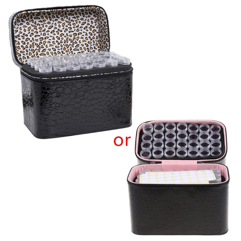 

84 Bottles Diamond Painting Box Charms Rhinestones Tool Storage Bag PU Leather Case Organizer Holder Accessories