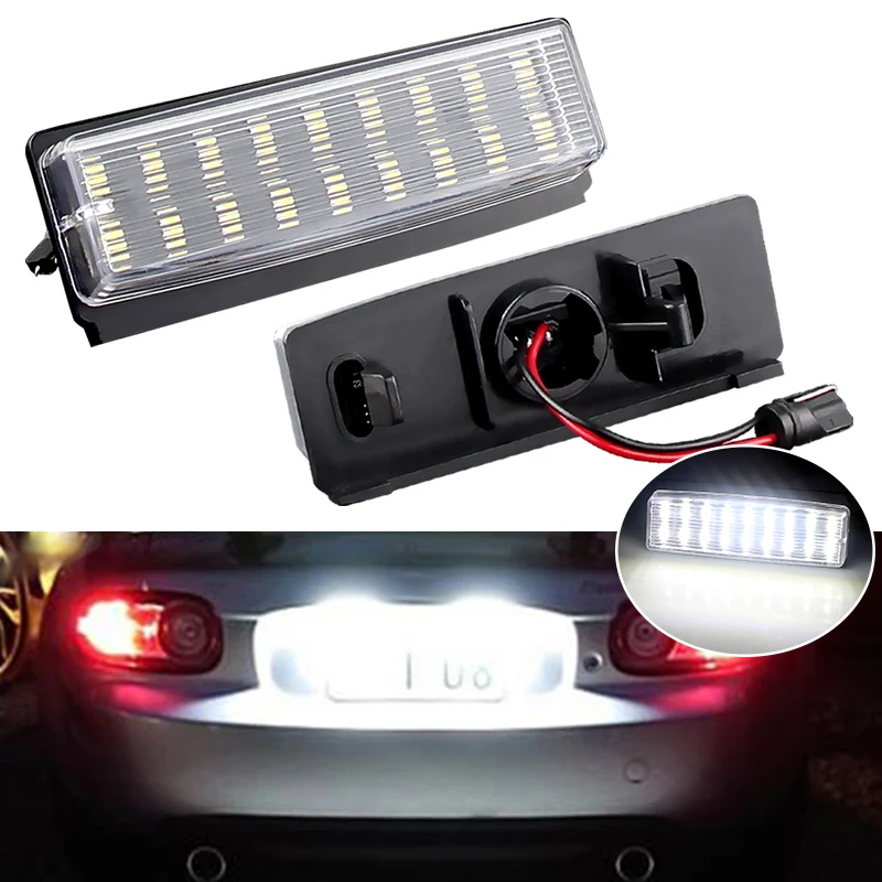 2PC For Mazda MX-5 Miata 2006-2015 for Fiat 124 Spider Abarth 2017-2019 Car Rear white LED license plate light number plate lamp
