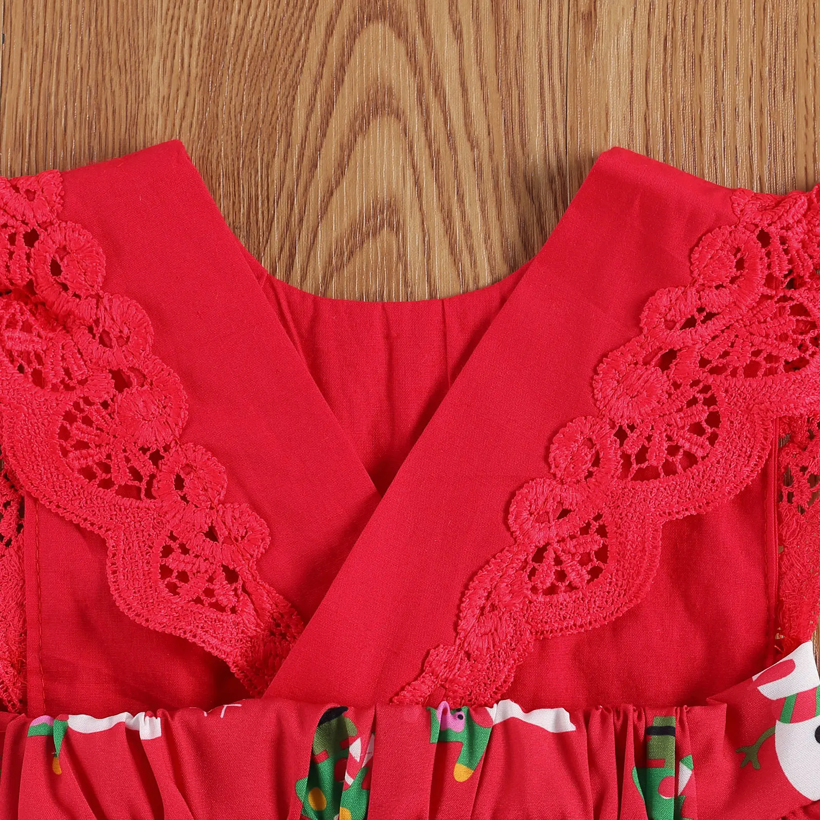 

Woshilaocai Newborn Baby Girls' Two Piece Set Kid's Christmas Bodysuit Skirt Toddler's Lace Shoulder Dress Hair Band for Baby