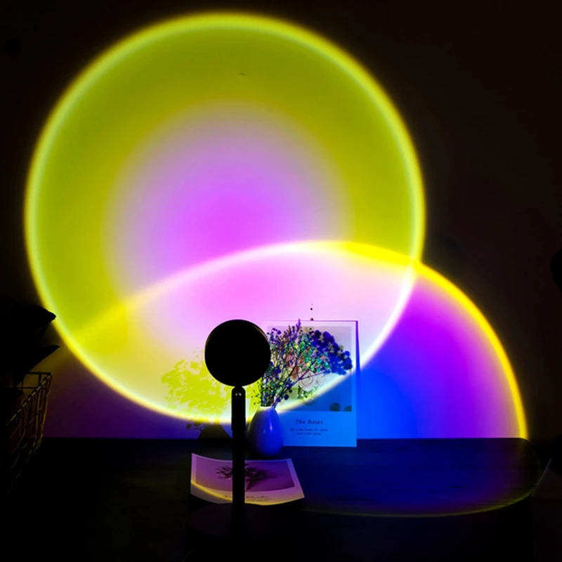 

5W Sunset Projection Night Lights Live Broadcast Led Night Light USB Rainbow Floor Lamp Adjustable Bedroom Atmosphere Light