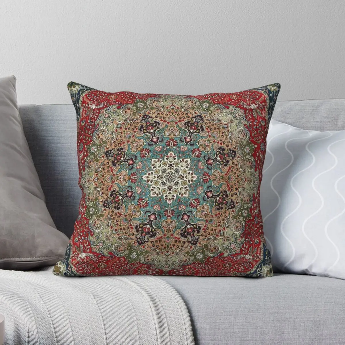 

Vintage Antique Persian Carpet Print Square Pillowcase Polyester Linen Velvet Zip Decor Throw Pillow Case Sofa Seater Cushion