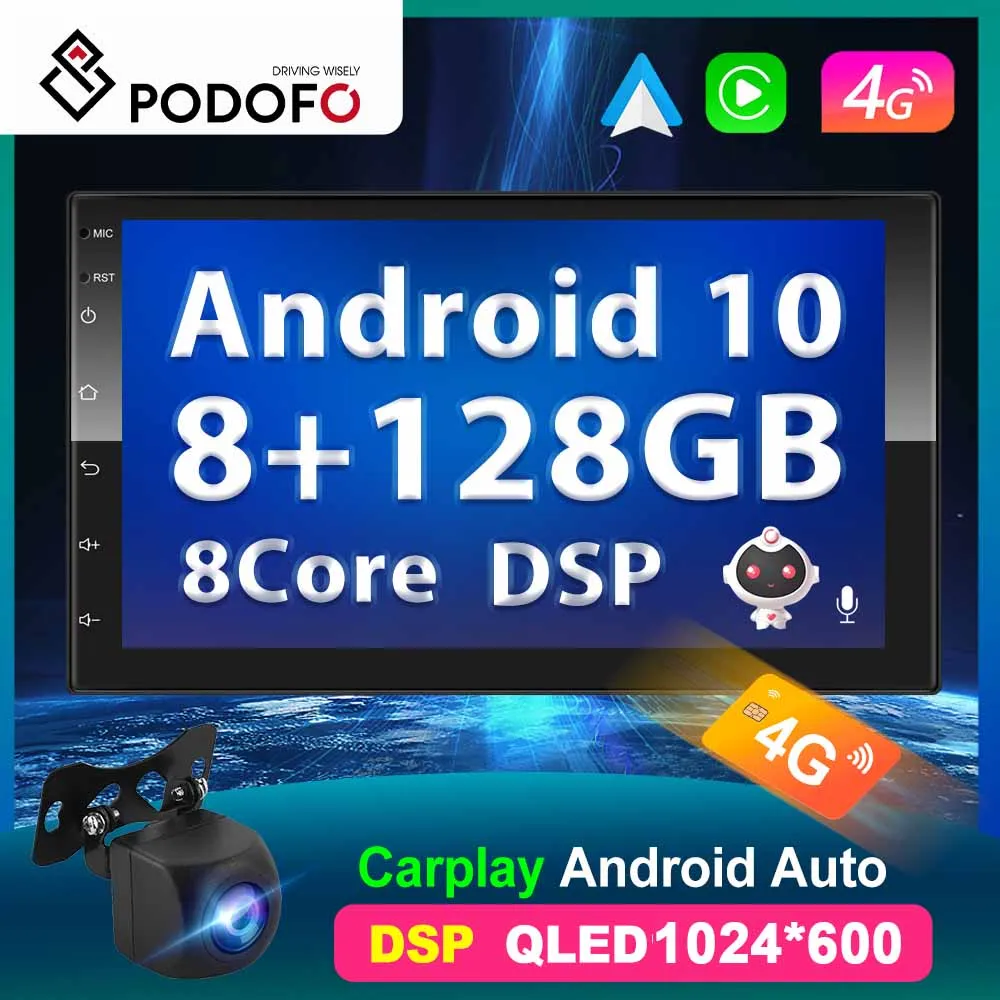 

Автомагнитола Podofo, мультимедийный плеер на Android, с GPS, для Nissan, Toyota, типоразмер 2 Din