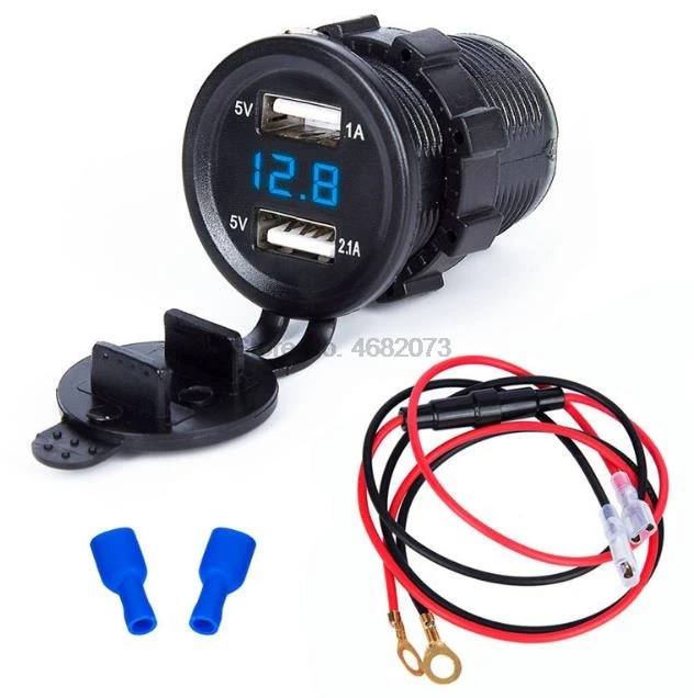 by DHL/Fedex 20pcs Dual USB Motorcycle Cigarette LighterCharger Socket Charger+LED Digital Voltmeter Meter Monitor 3 colors | Автомобили и